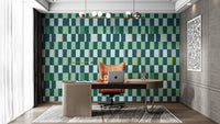 Modern wallpaper featuring a colorful summer checkered pattern.
