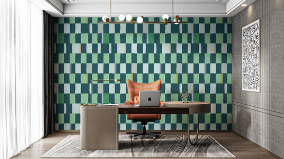 Modern wallpaper featuring a colorful summer checkered pattern., AN104