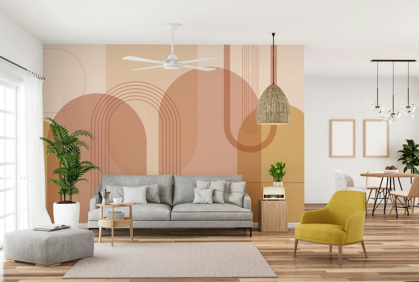 Soft geometric arch wallpaper

