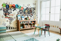 The wallpaper is used to create a feature wall in a children's room.

