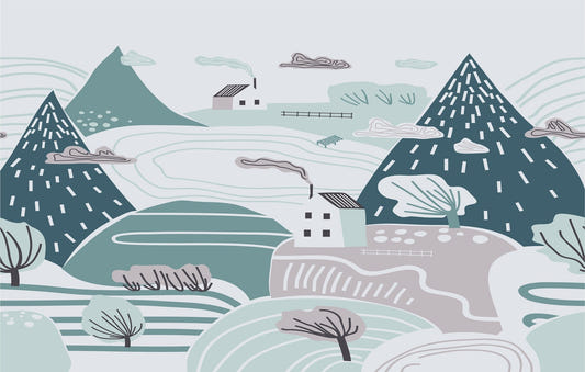 Kids’ Room Cloudy Winter Wallpaper Mural