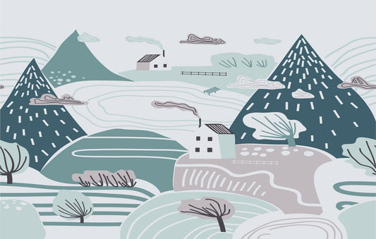 Kids’ Room Cloudy Winter Wallpaper Mural