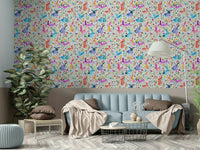 Rabbit and flowers wall print

