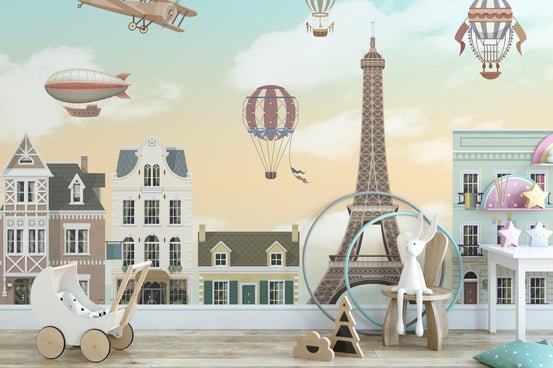 Children Room Eiffel Tower City Wallpaper Mural A172