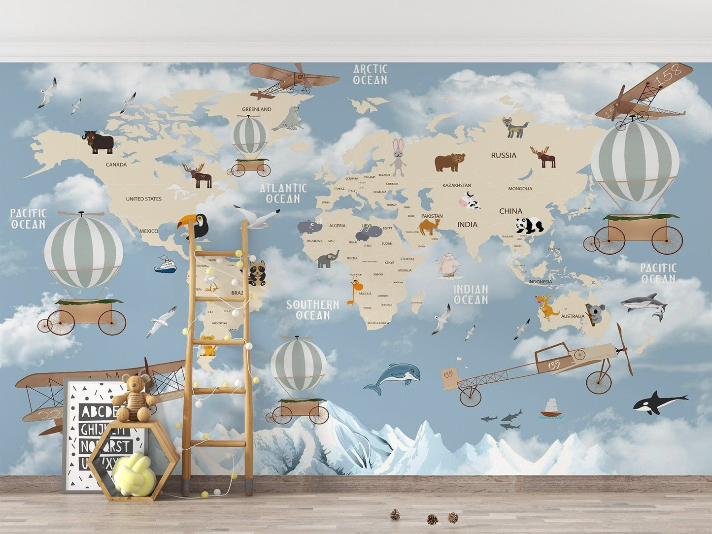 Children Room Wonderland World Map Wallpaper - Giffywalls