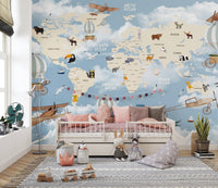 Children Room Wonderland World Map Wallpaper - Giffywalls