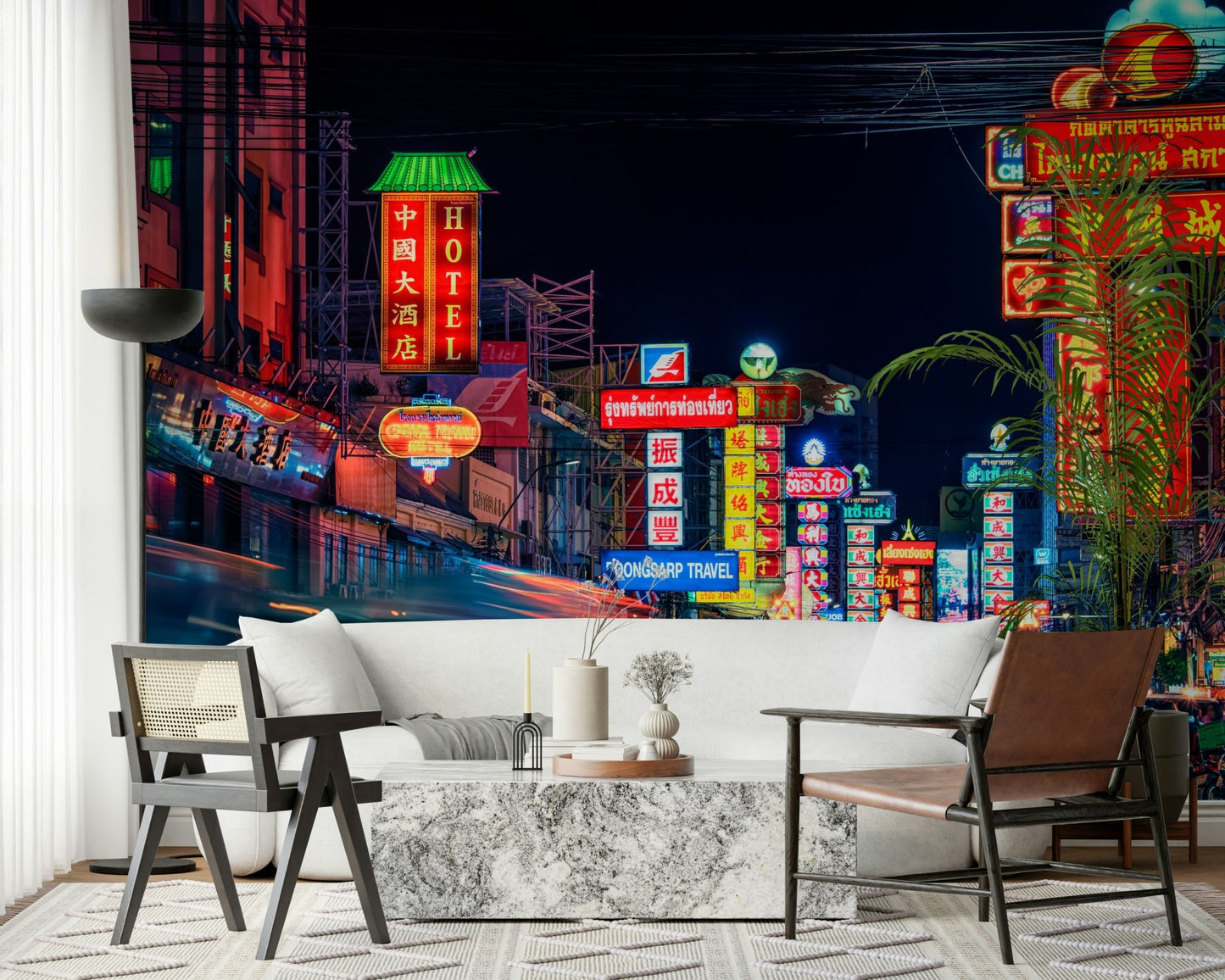 Chinatown Dreams wallpaper showing neon night street scene