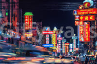 Chinatown Dreams peel and stick wallpaper electric city vibes.