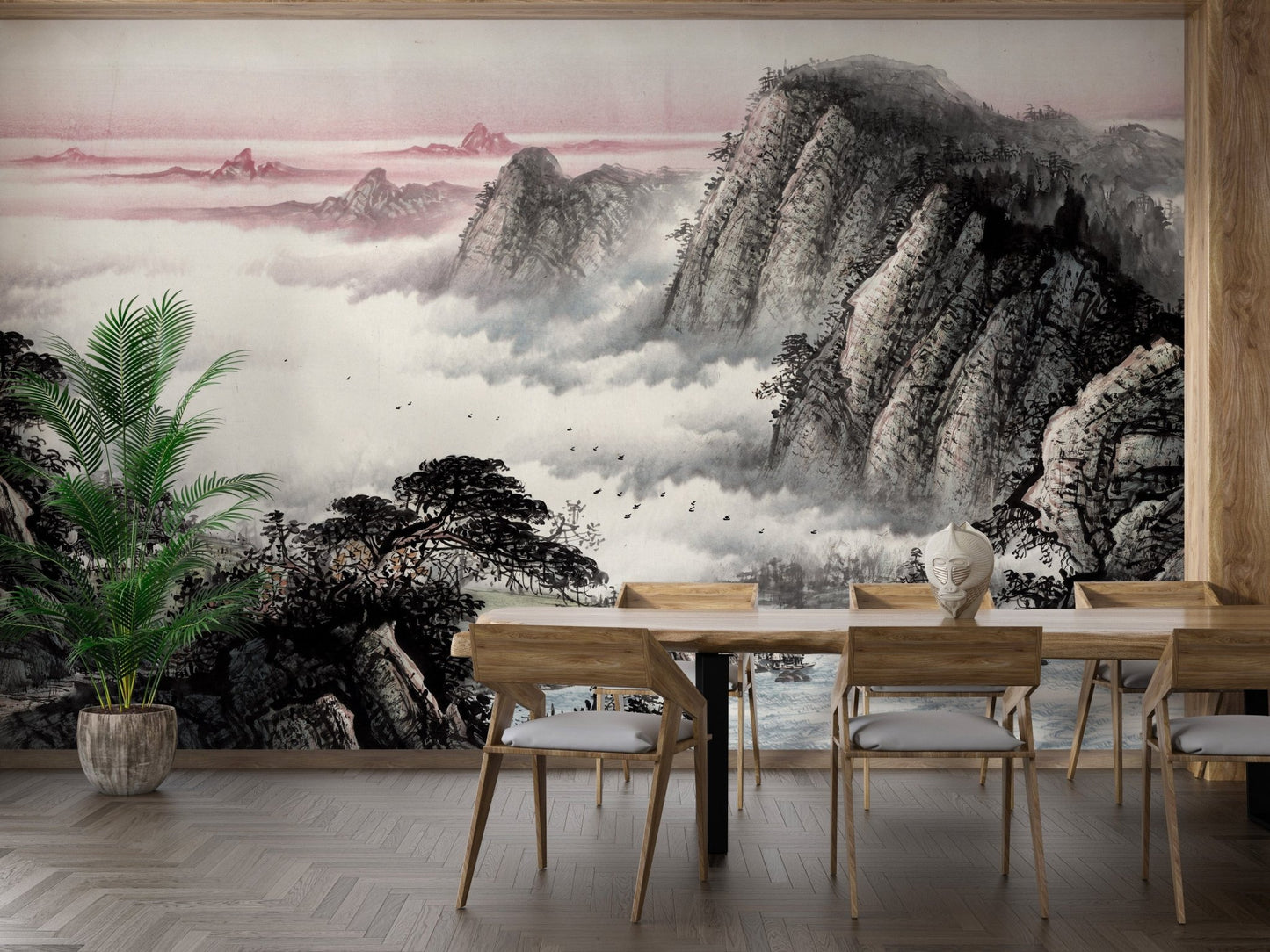 Scenic dining wallpaper mural with clouds A623
