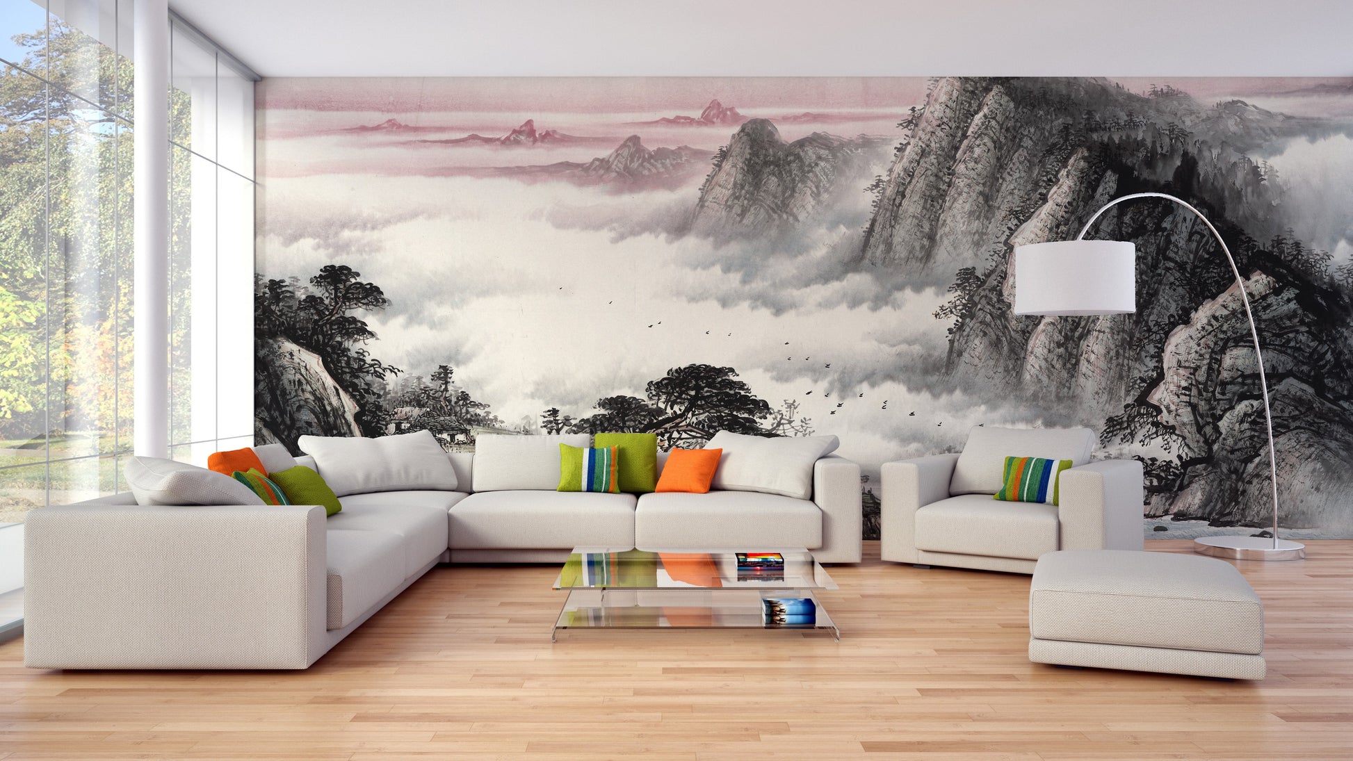 Majestic mountain and misty wall mural
