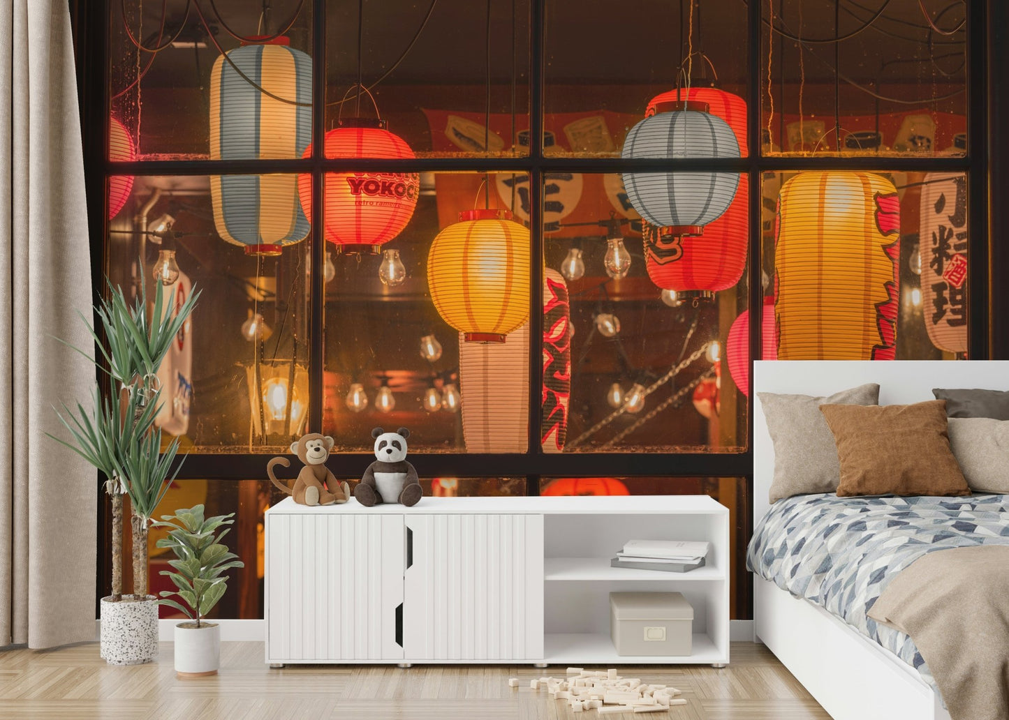 Bright lantern decor wallpaper for themed rooms

