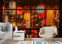 Chinese lantern shop mural for restaurants

