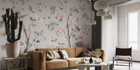 Chinoeserie Floral design Wallpaper Mural - Giffywalls A508