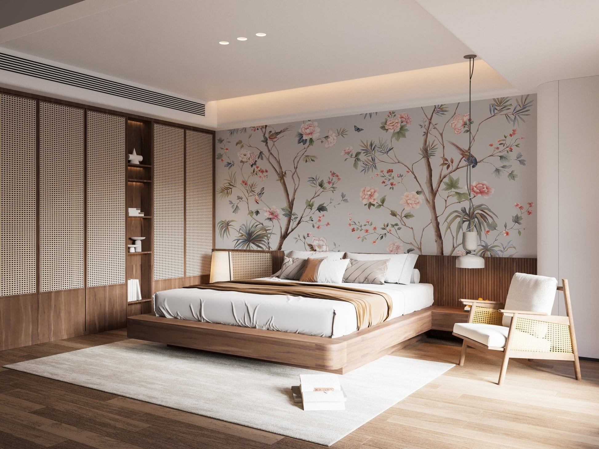 Chinoeserie Floral design Wallpaper Mural - Giffywalls A508