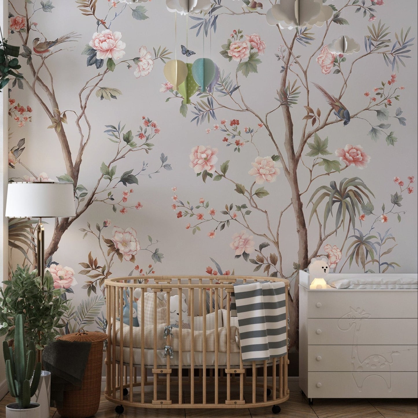 Chinoeserie Floral design Wallpaper Mural - Giffywalls A508