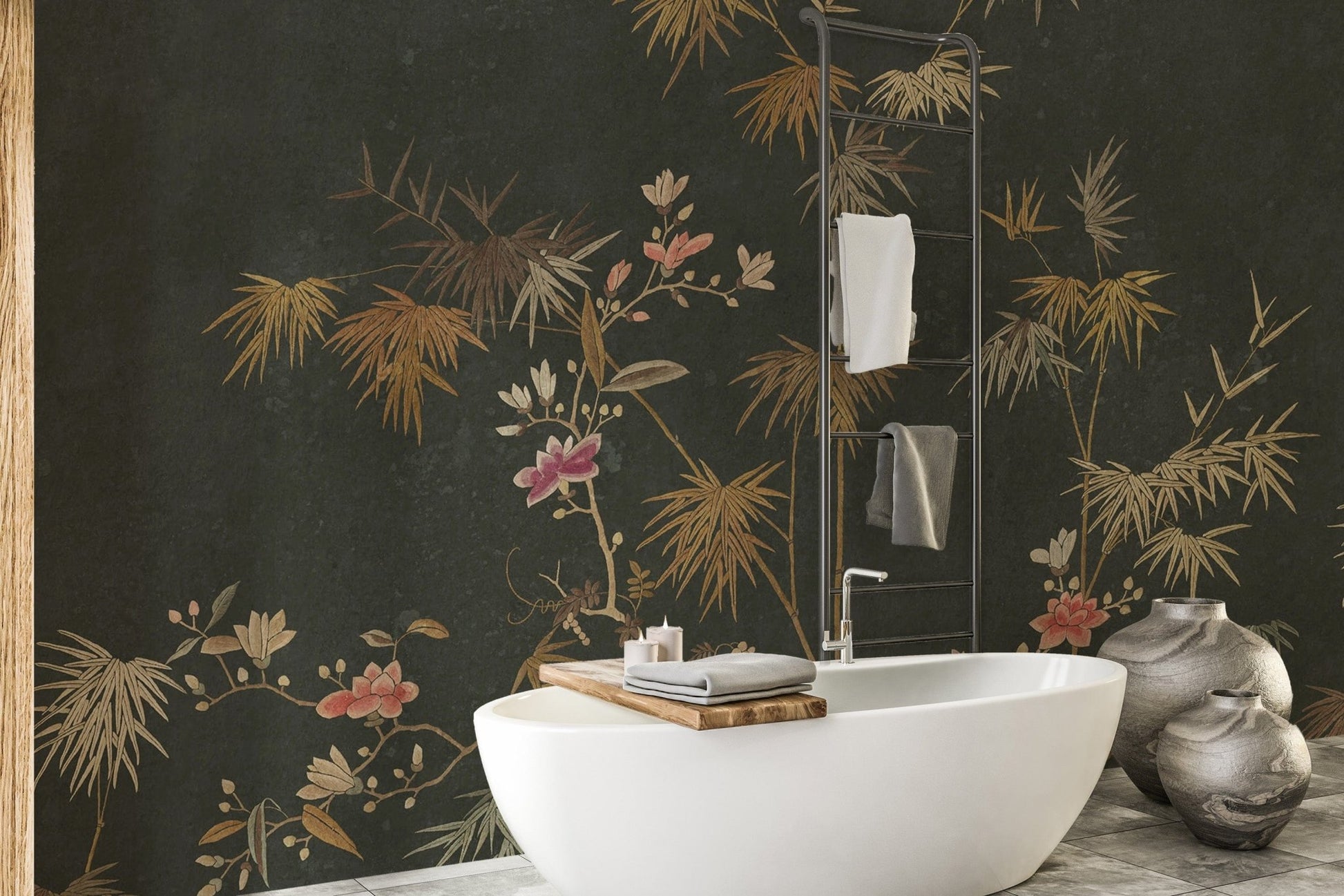 Chinoiserie Garden Wallpaper for serene interiors C546