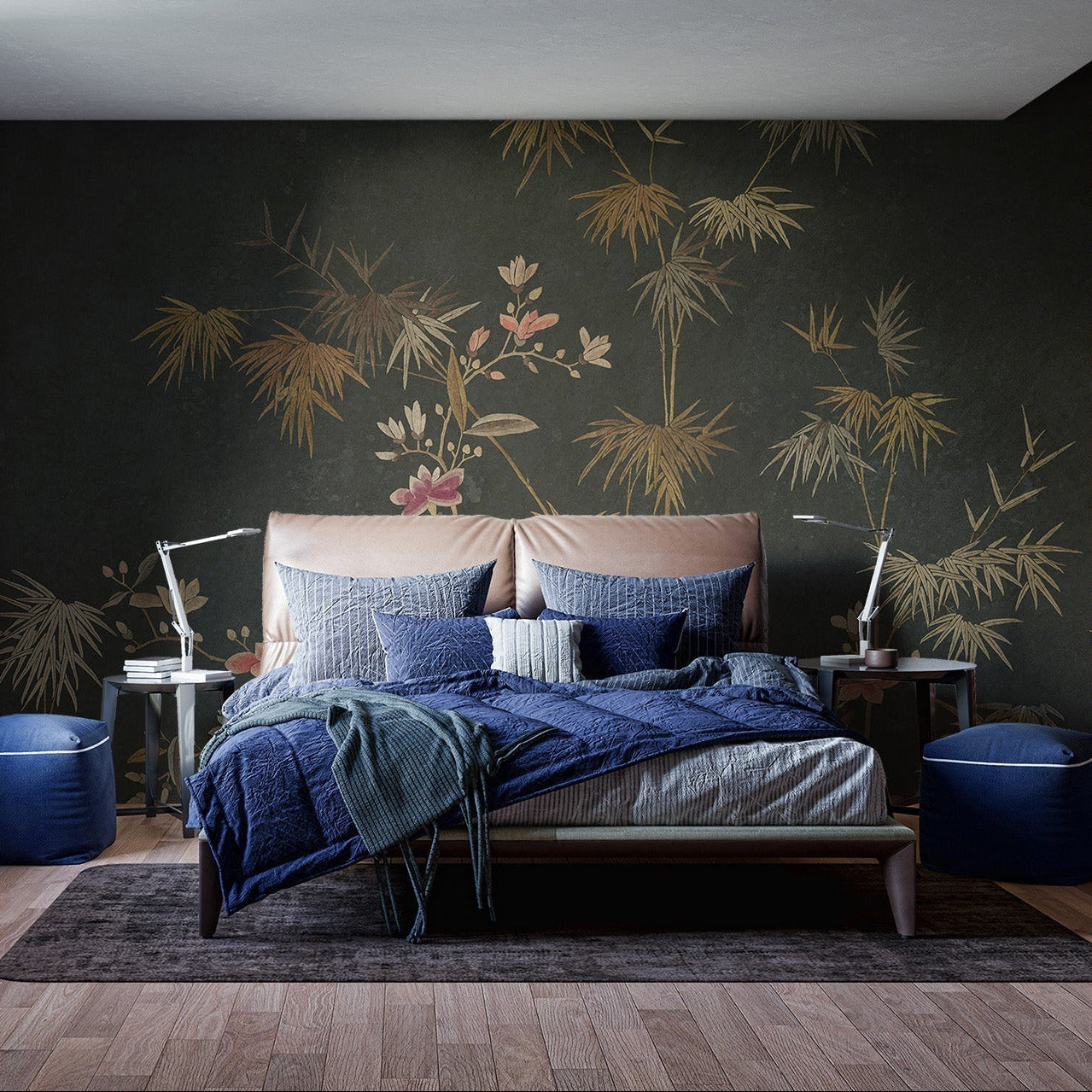 Chinoiserie Garden Bamboo Wallpaper for elegance C546