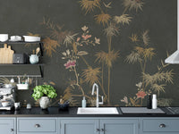 Chinoiserie Wallpaper, bamboo garden-inspired design C546