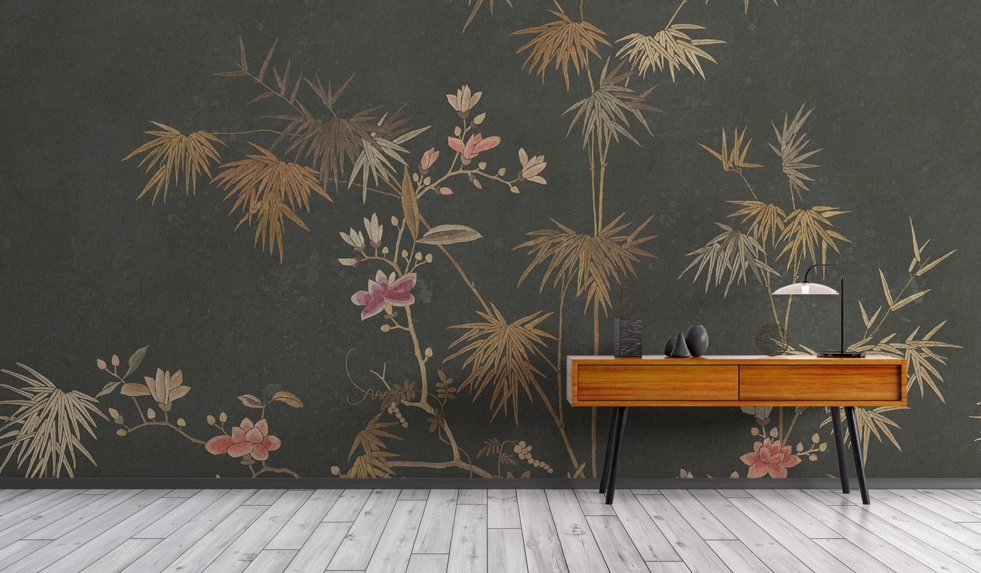 Elegant Chinoiserie Garden Bamboo Grove Wallpaper C546