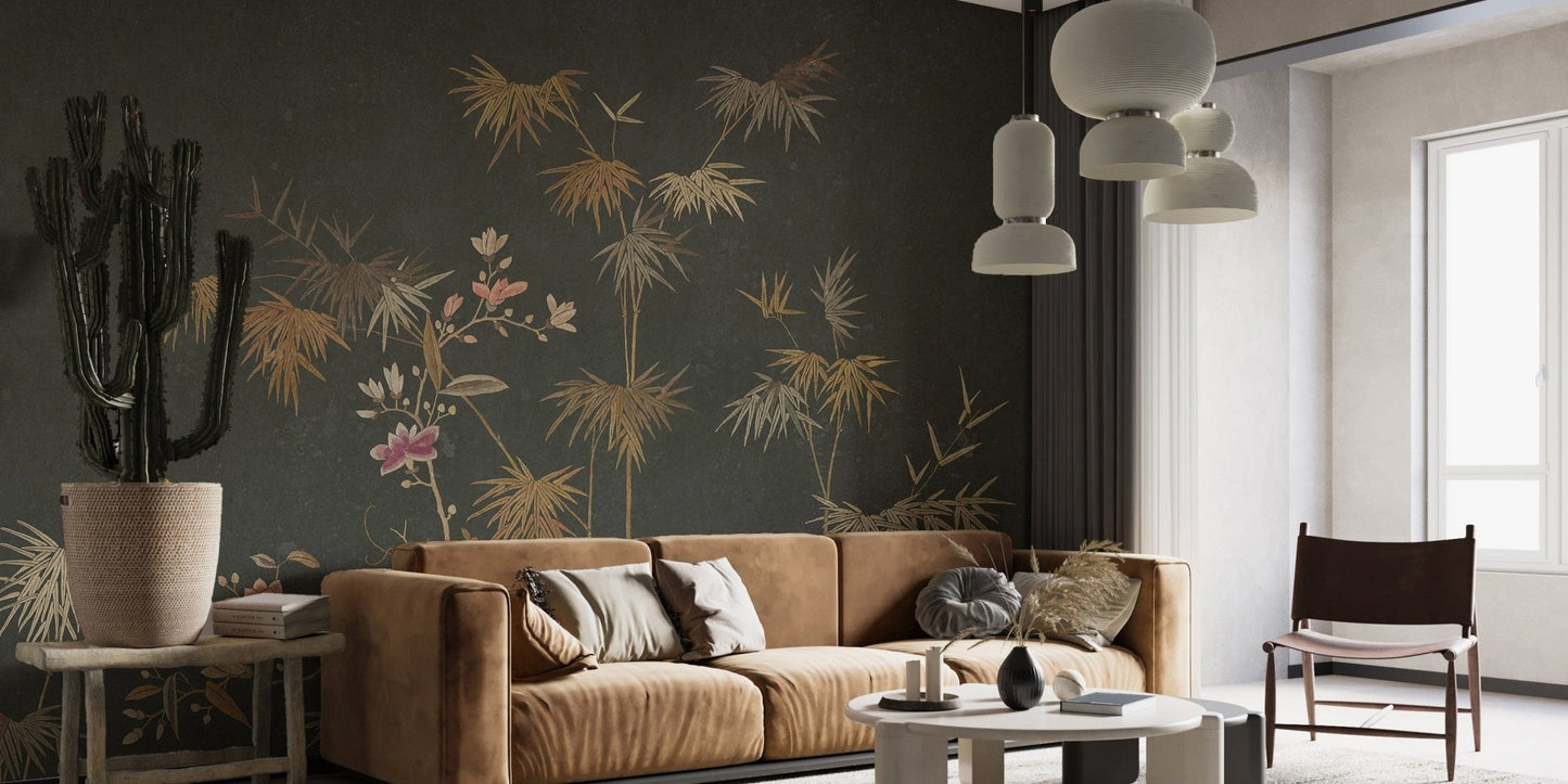 Stylish Chinoiserie Bamboo Grove Wallpaper mural C546