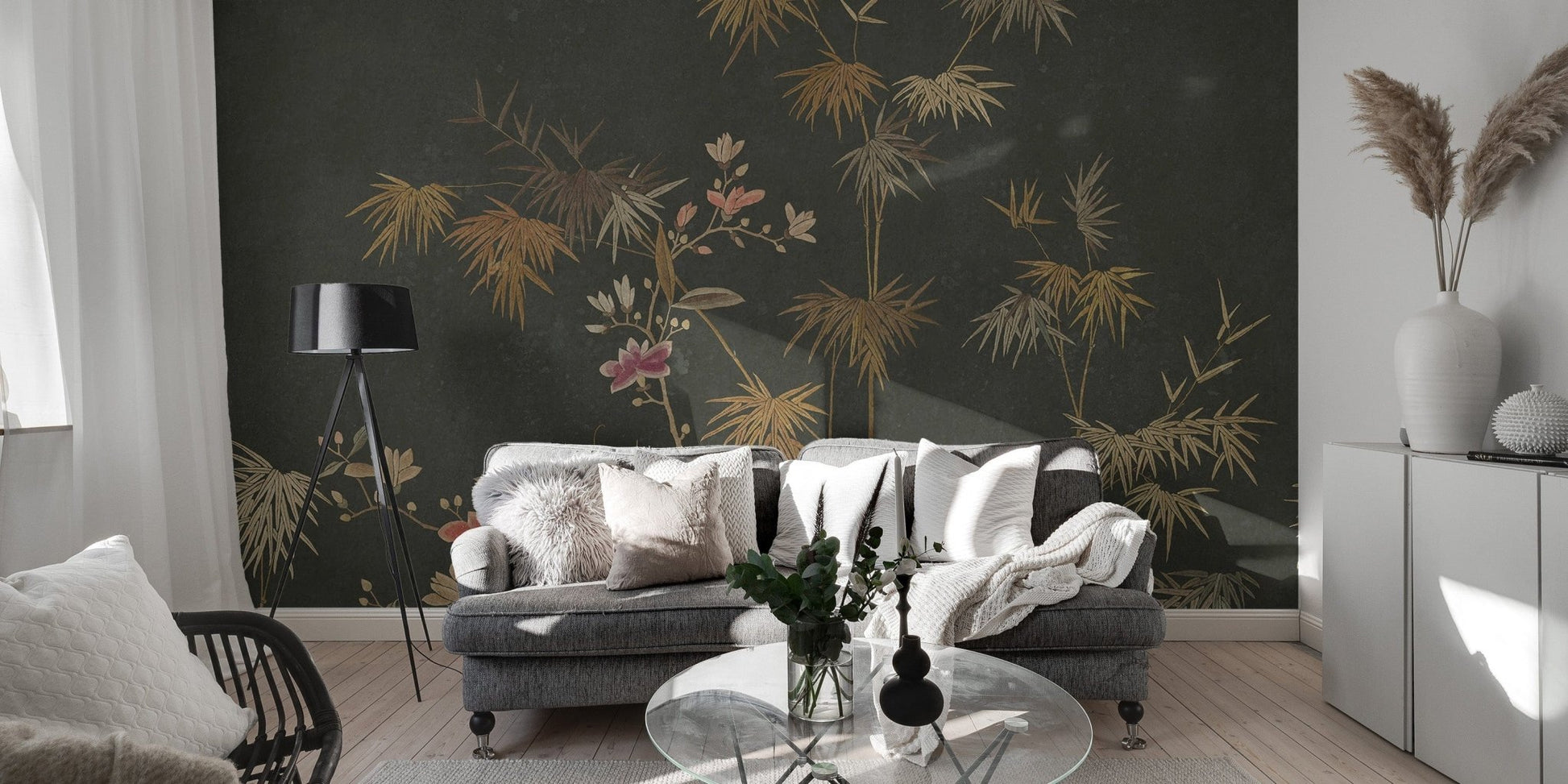 Bamboo Grove Chinoiserie Wallpaper for calm decor C546