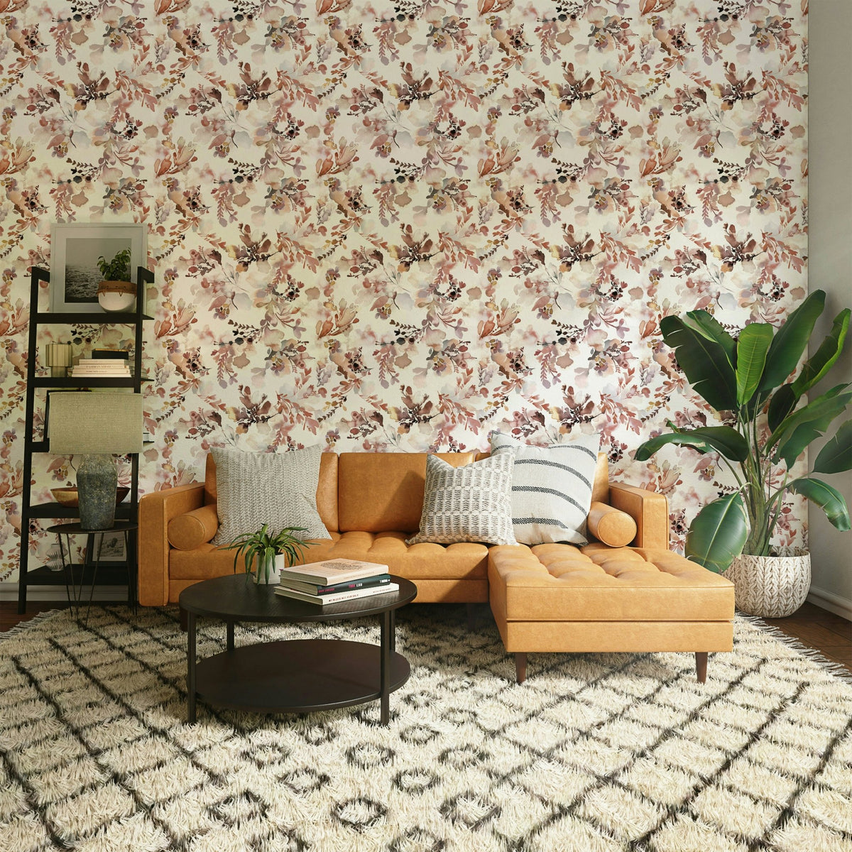 Floral terracotta mural wallpaper GD790

