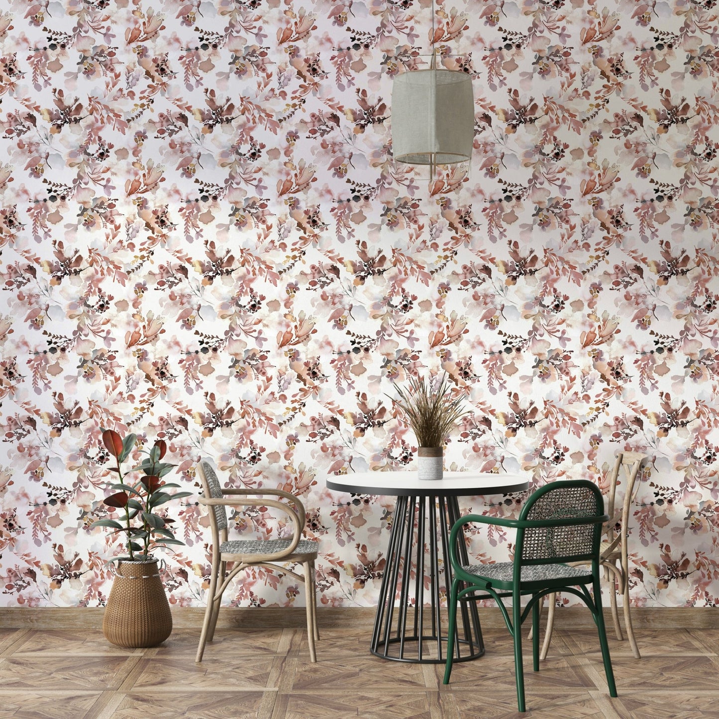 Beige and blush botanical wallpaper GD790

