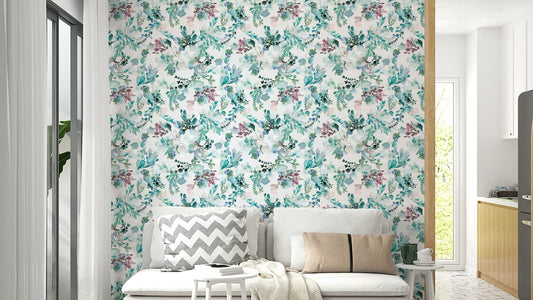 Mauve and green wall print

