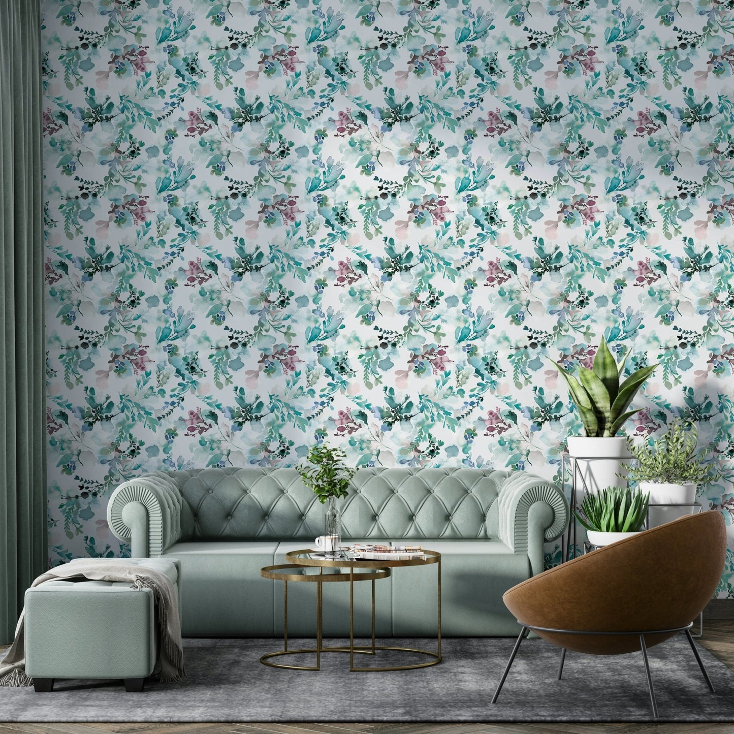 Artistic floral wall mural

