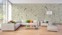 Elegant Chinoiserie Birds Mural
