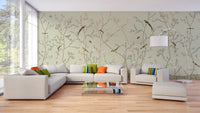 Elegant Chinoiserie Birds Mural
