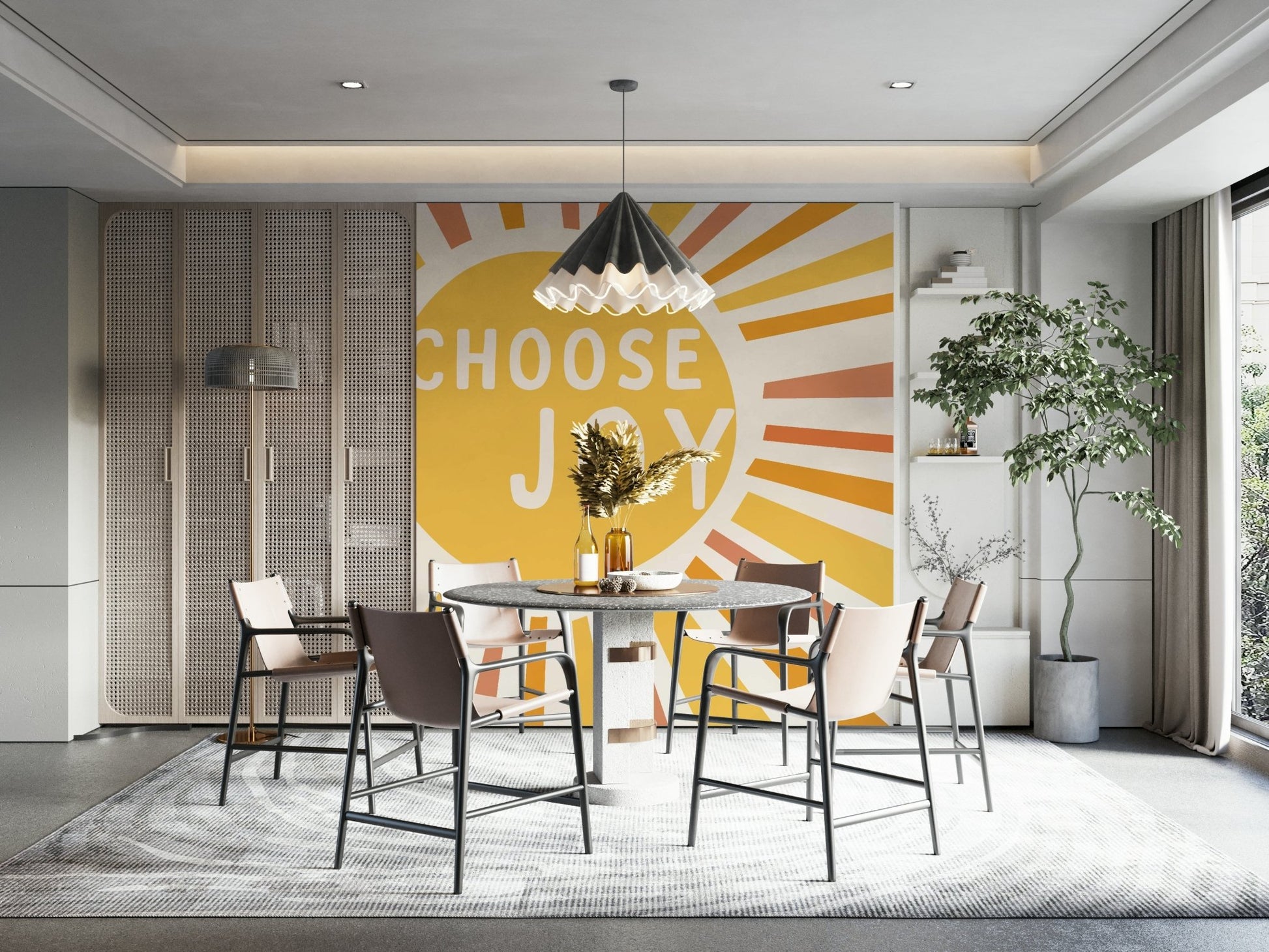 Choose Joy Wall Mural with uplifting motivational quote.

