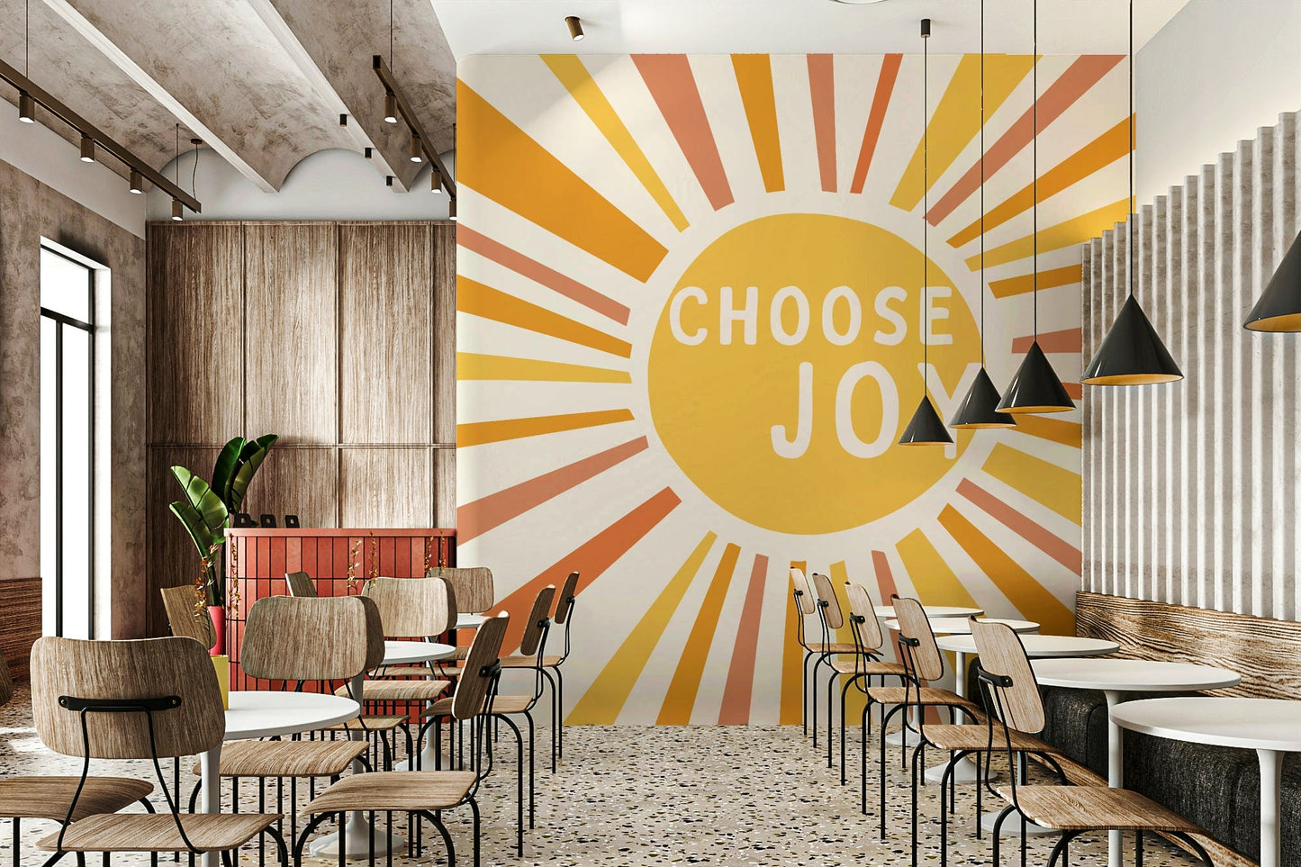 Bright and cheerful Choose Joy mural for a joyful home.

