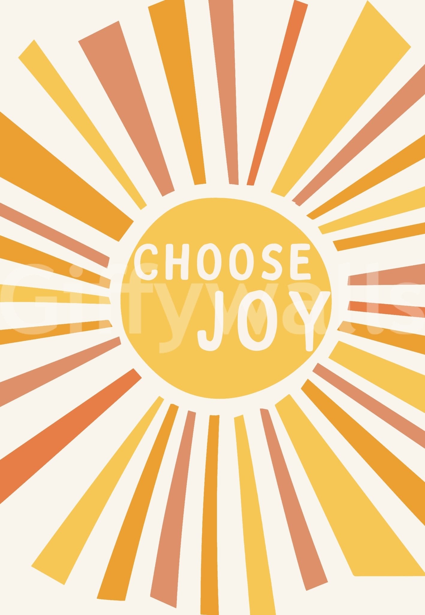 Motivational Choose Joy mural with vibrant background.

