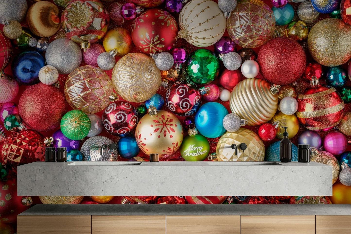 Colorful holiday ornaments wallpaper design

