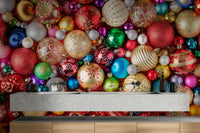 Colorful holiday ornaments wallpaper design

