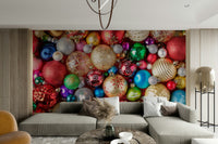 Christmas-themed wall art with decorations


