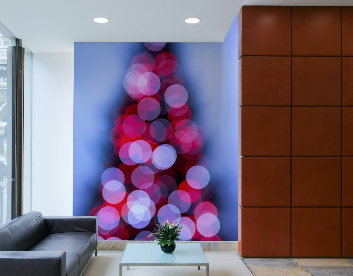 An artistic London landmark mural on minimalist wallpaper.

