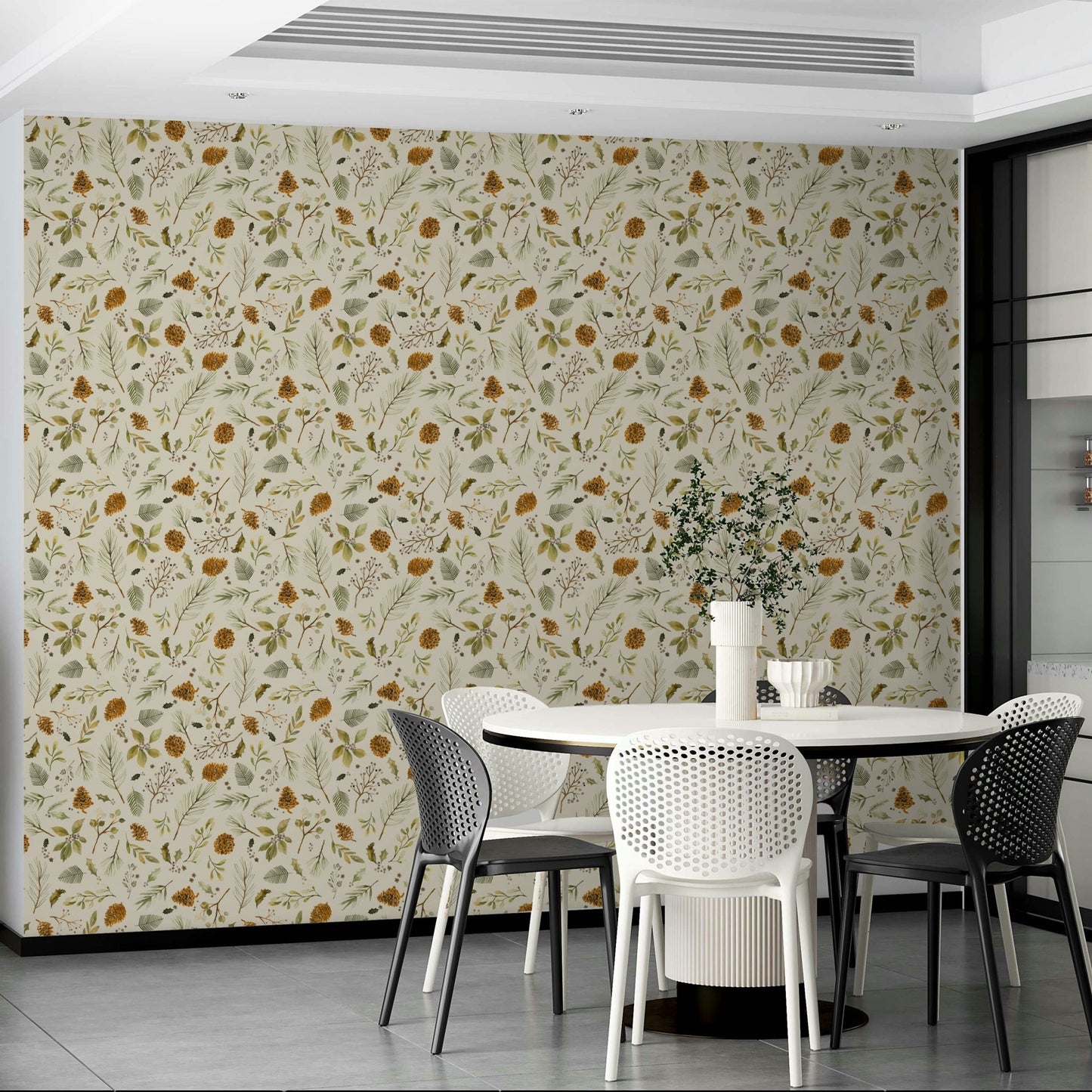 Winter botanical wall mural


