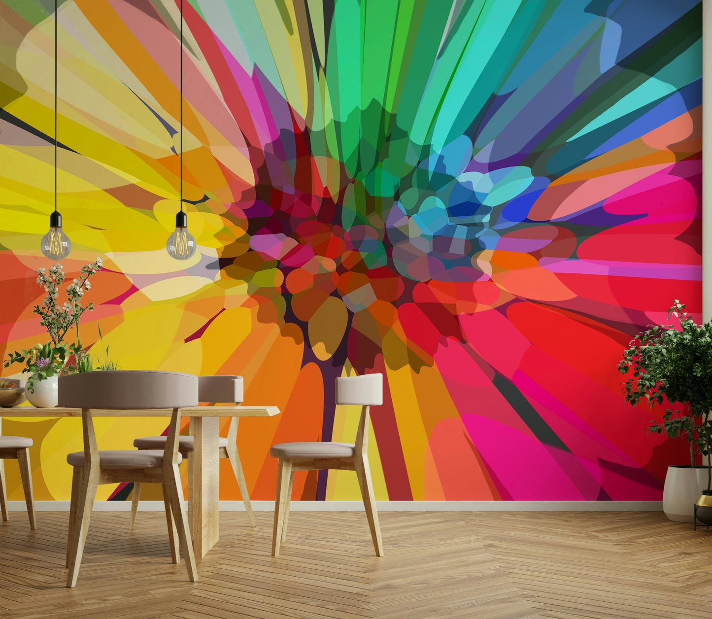 Dynamic Chromatic Burst wall mural for modern bedrooms, GD2120