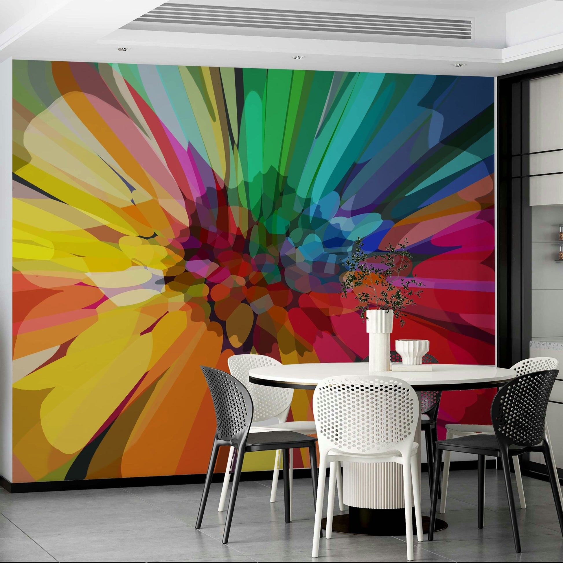 Peel-and-stick Chromatic Burst wall mural for easy installation, GD2120