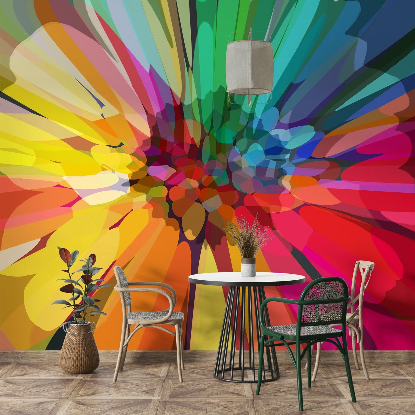 Energetic and colorful Chromatic Burst mural for modern spaces, GD2120