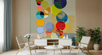 Chromatic Circles wall mural keeps a living area creative and visually active