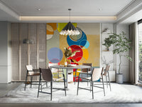 Dining room energy lifts with Chromatic Circles wall mural layered circles