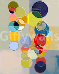 Chromatic Circles wall mural with overlapping colorful shapes in layered composition