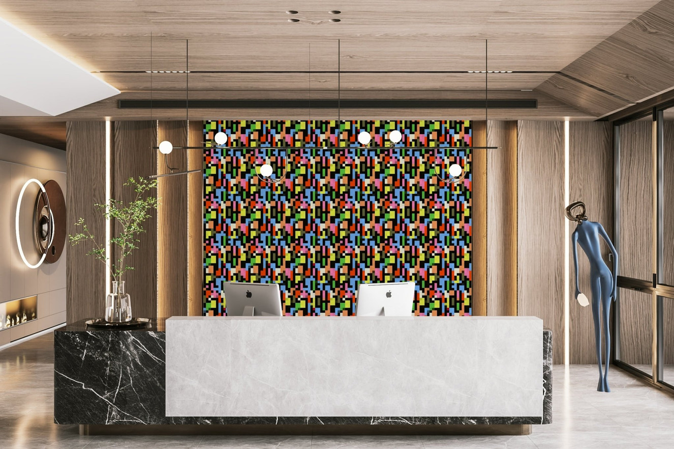 A vibrant abstract cubes wall mural for modern decor.

