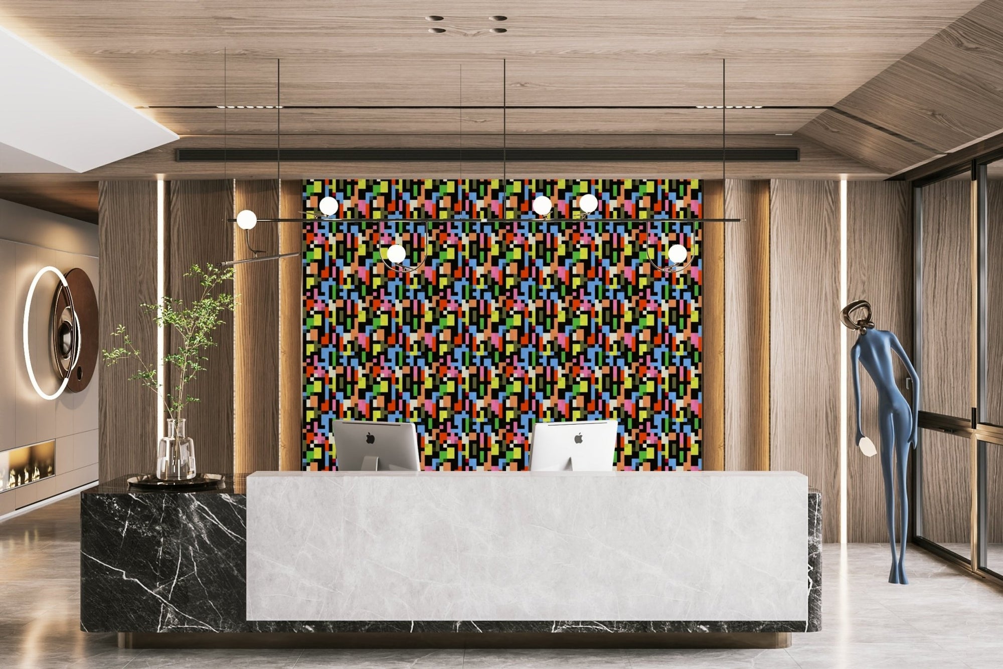 A vibrant abstract cubes wall mural for modern decor., GD4823