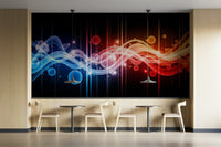 The mural is created for an entire wall, providing an immersive feel.
