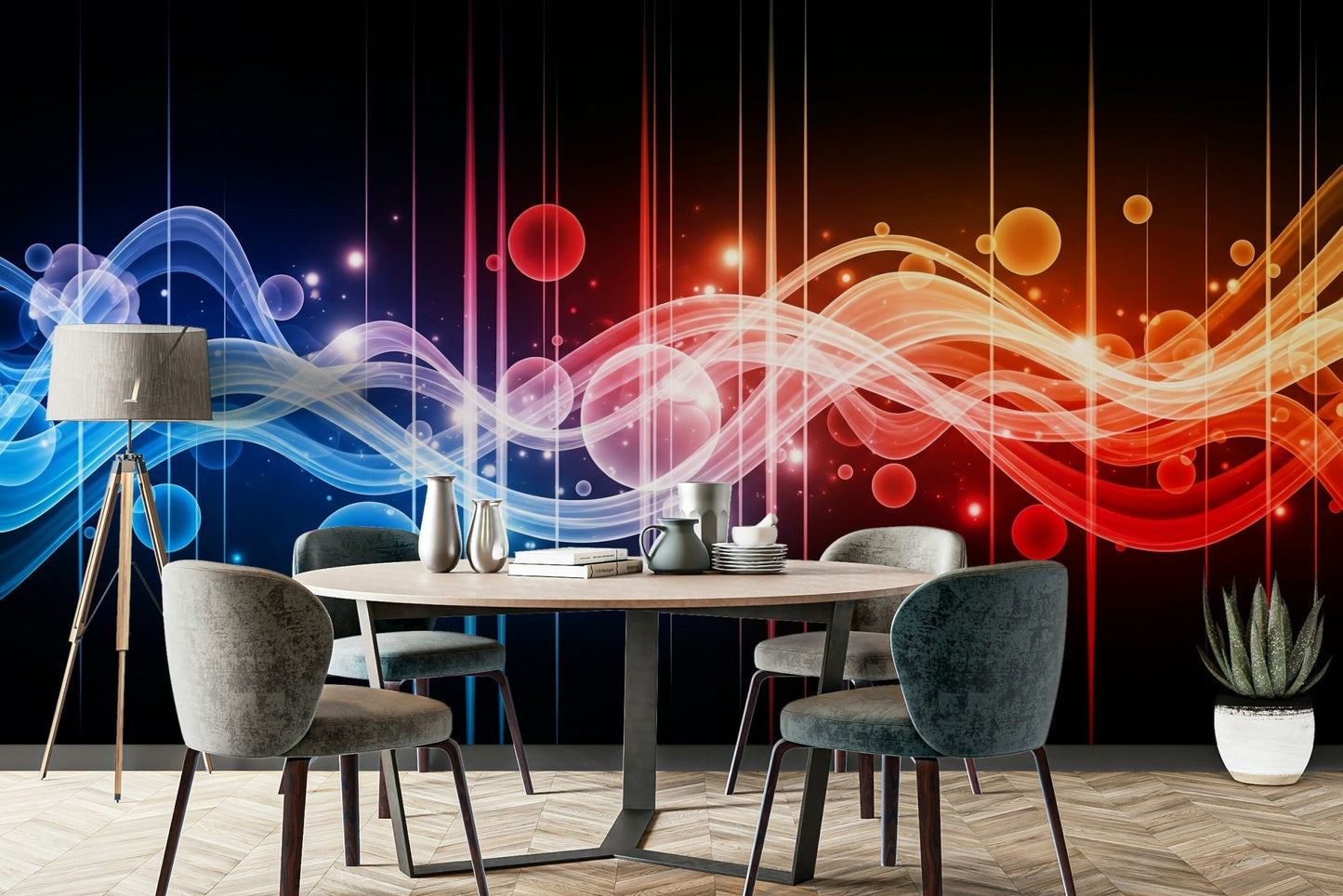 This wallpaper is perfect for a bedroom, a bathroom, or a quiet living space.
