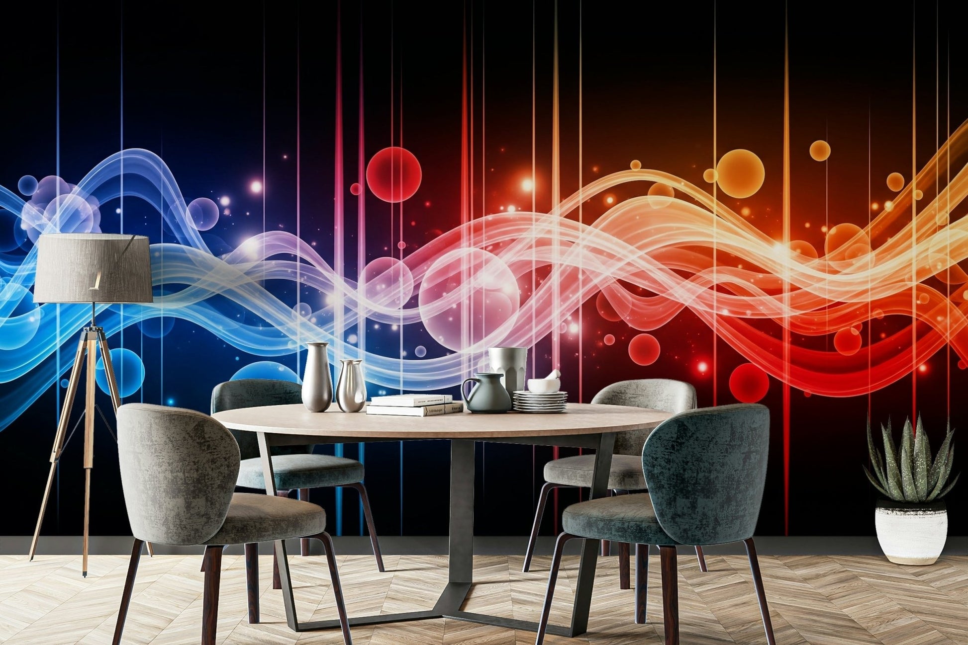 This wallpaper is perfect for a bedroom, a bathroom, or a quiet living space.
